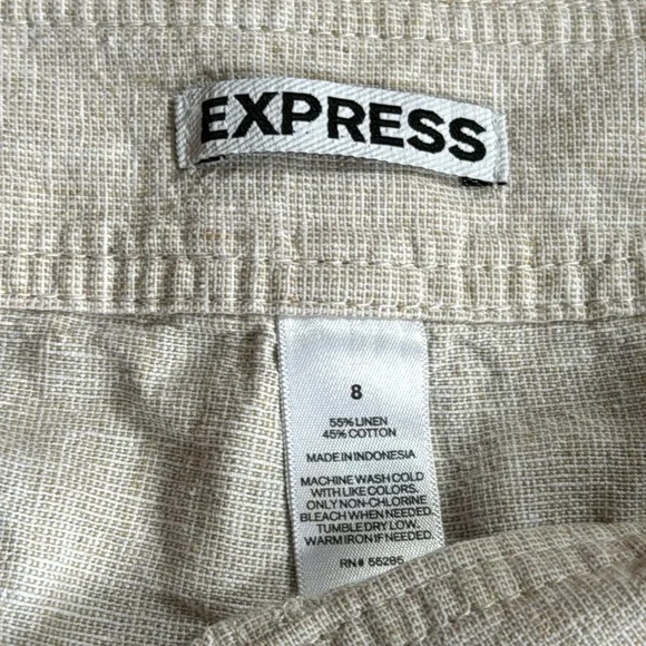 Y2K Express Micro Sailor Buttons Cream Linen Shorts Womens Size 8 Breathable - Picture 9 of 12